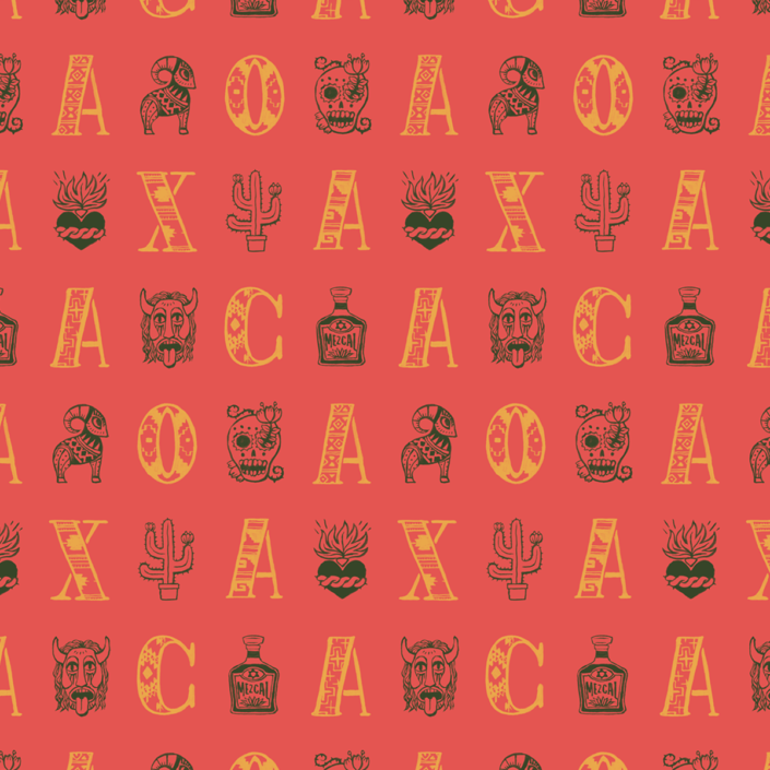 Oaxaca Alphabets - Salmon Pink