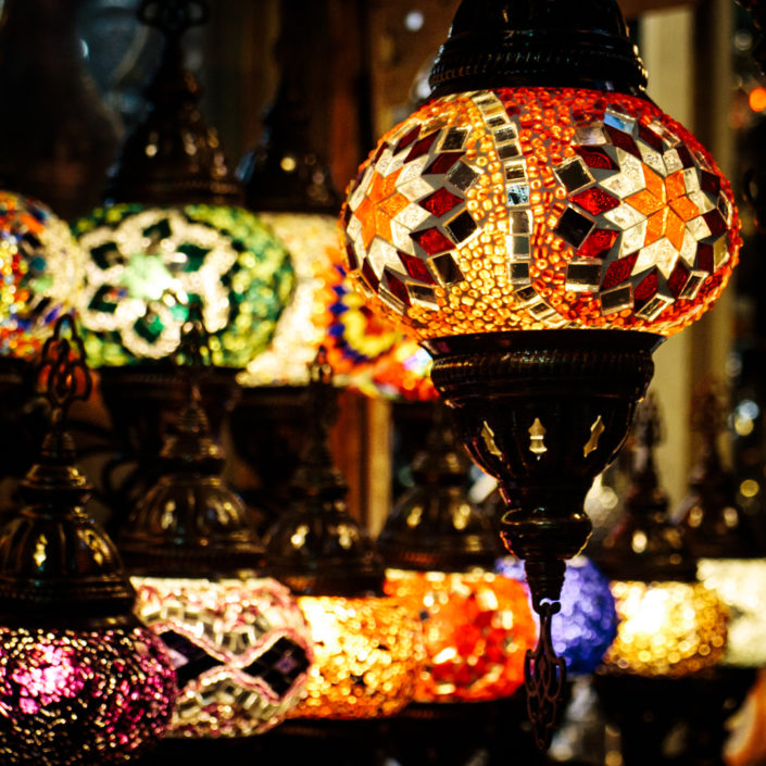 Mosaic lamps at Grand Bazaar in Istanbul